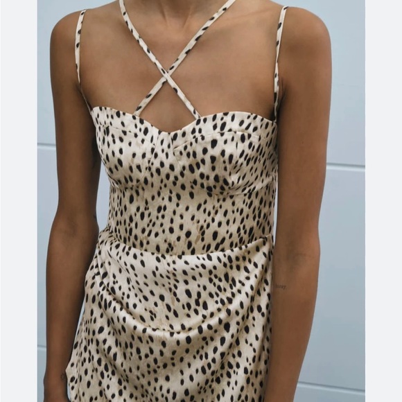 Zara Animal Print Leopard Cheetah Strappy Mini New - Picture 3 of 3